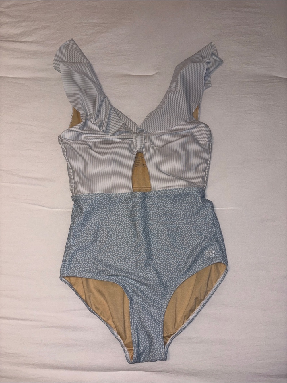 Albion Light Blue Ruffle Strap One-Piece Swimsuit